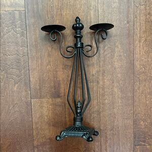 Black Metal Candle Holder, Leave Out All Year with Different Colored Candles